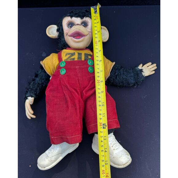 Vtg 1950 Rushton Zip The Monkey Rubber Faced Plush 15" Zippy Stuffed Animal -2 - Picture 11 of 12